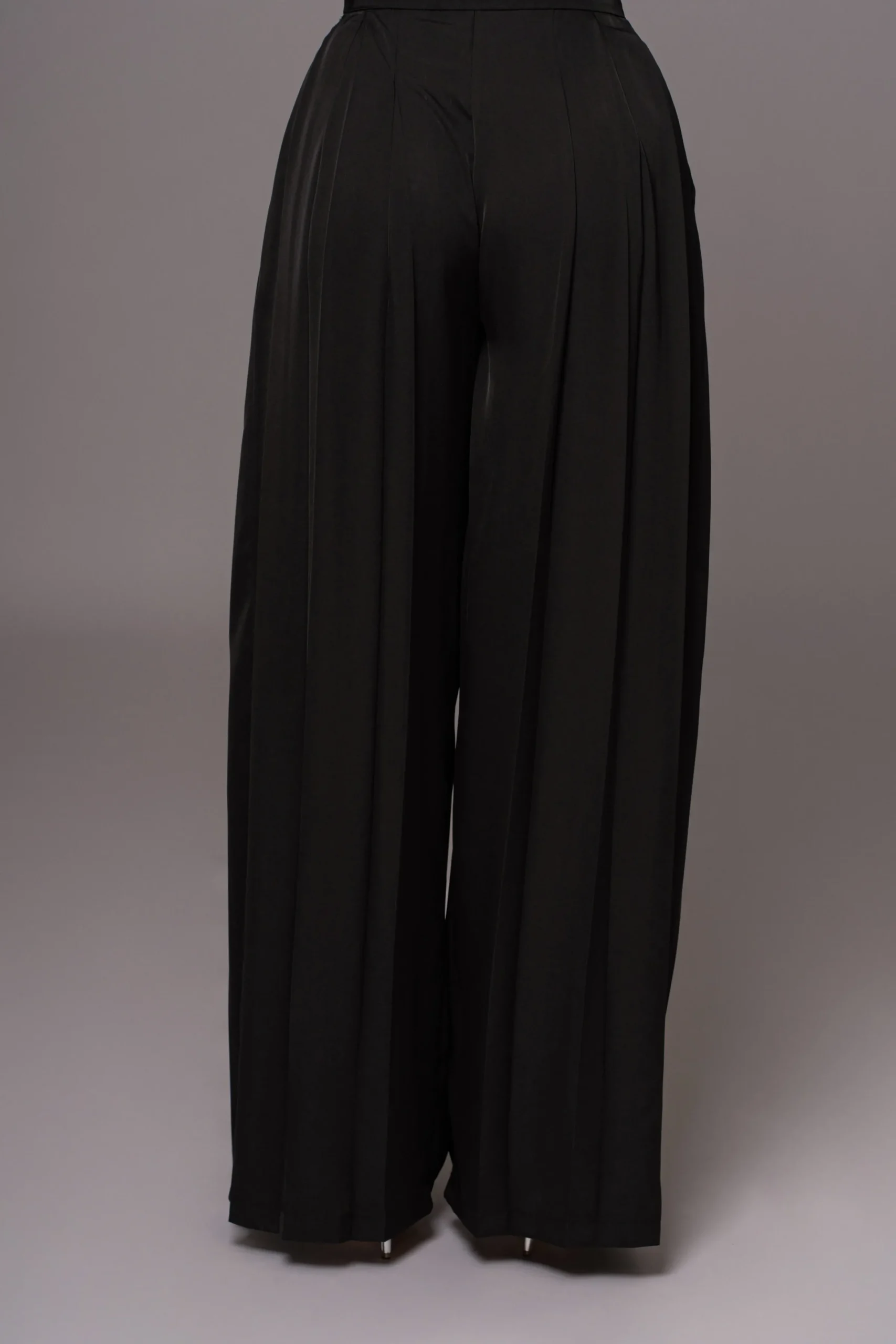 JLUXLABEL Black Clara Wide Leg Pleated Trousers