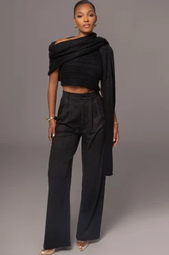 JLUXLABEL Black Classic High Rise Trousers