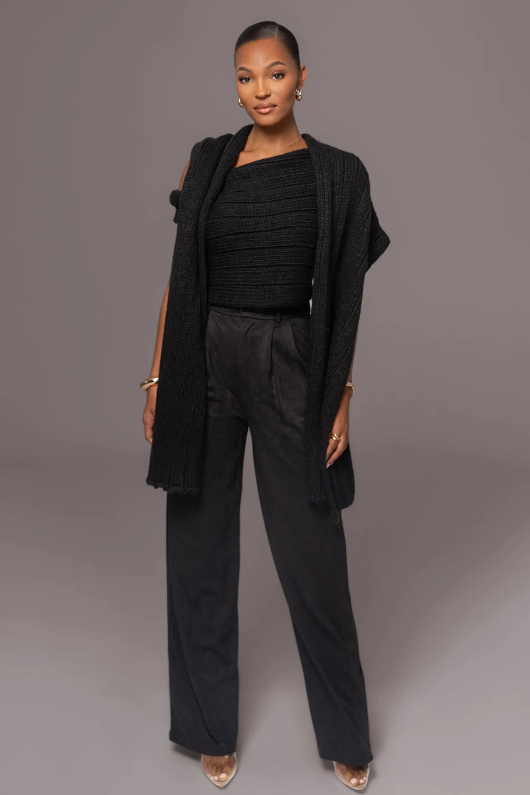 JLUXLABEL Black Classic High Rise Trousers