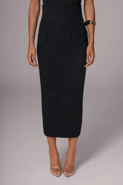 JLUXLABEL Black Coastland Linen Skirt