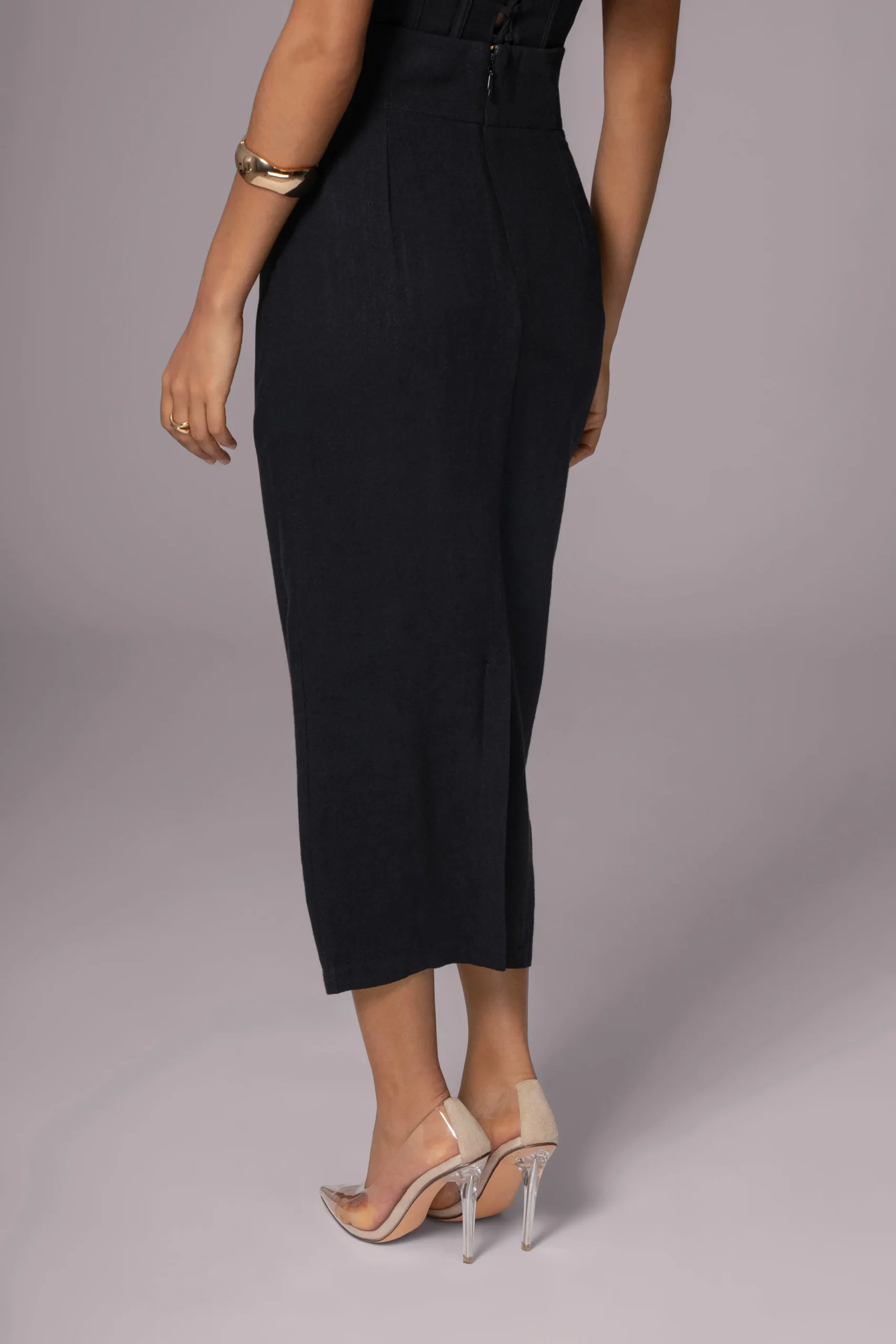 JLUXLABEL Black Coastland Linen Skirt