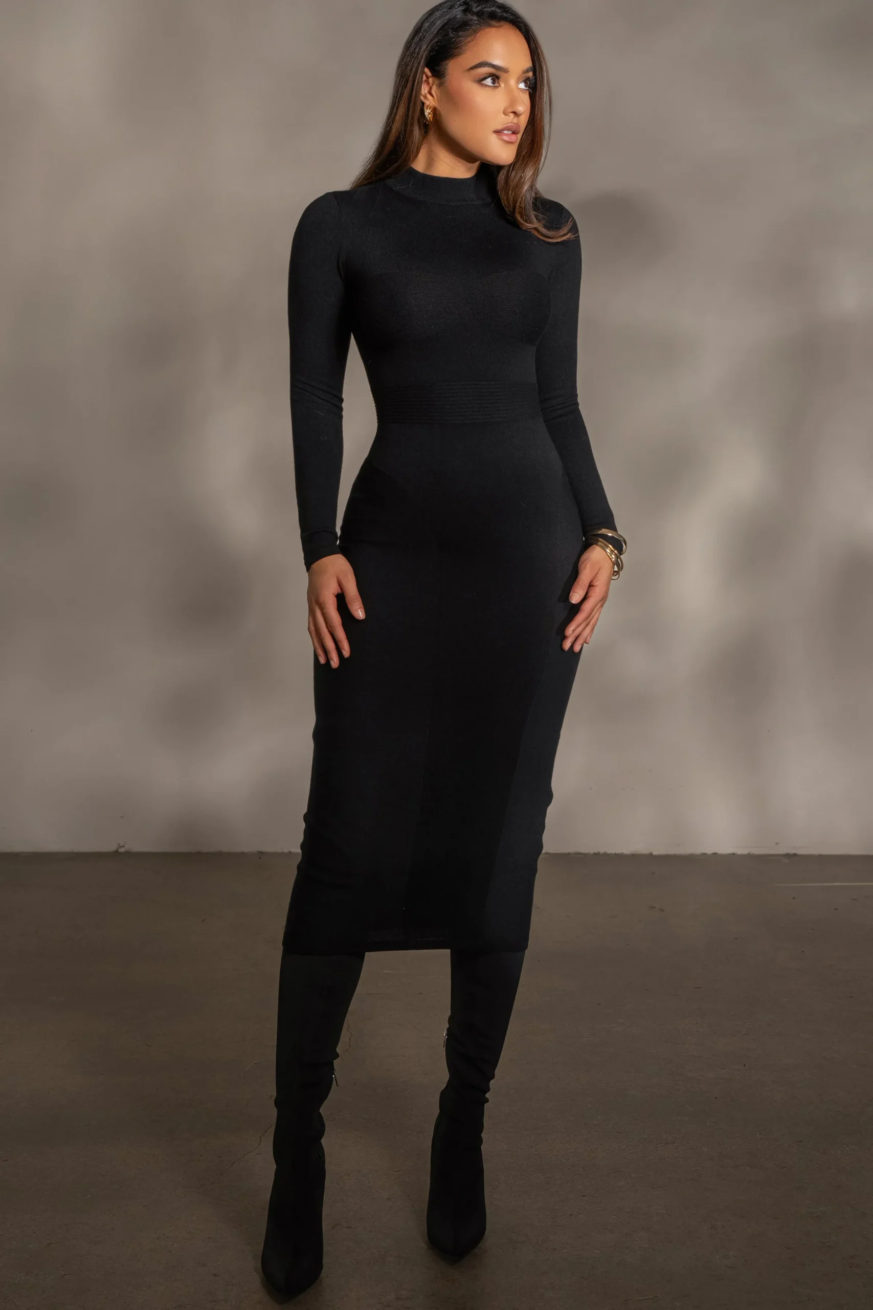JLUXLABEL Black Dakotah Midi Dress