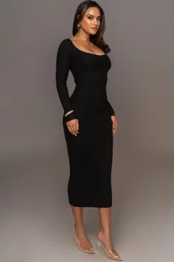 JLUXLABEL Black Danni Ribbed Maxi Dress