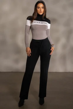 JLUXLABEL Black Darcey Ribbed Pants