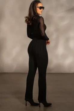 JLUXLABEL Black Darcey Ribbed Pants