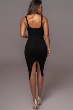 JLUXLABEL Black Daria Sweater Knit Dress