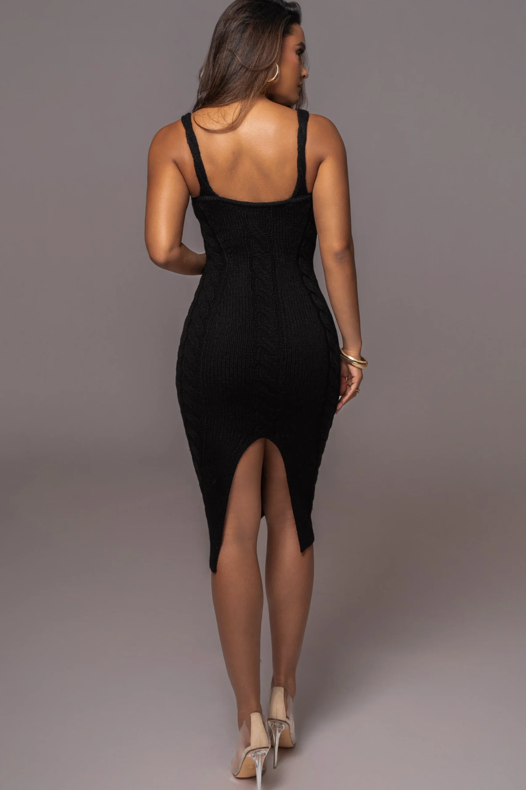 JLUXLABEL Black Daria Sweater Knit Dress