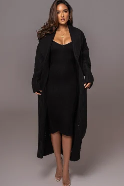 JLUXLABEL Black Daria Sweater Knit Dress