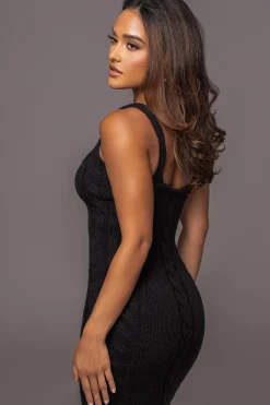 JLUXLABEL Black Daria Sweater Knit Dress