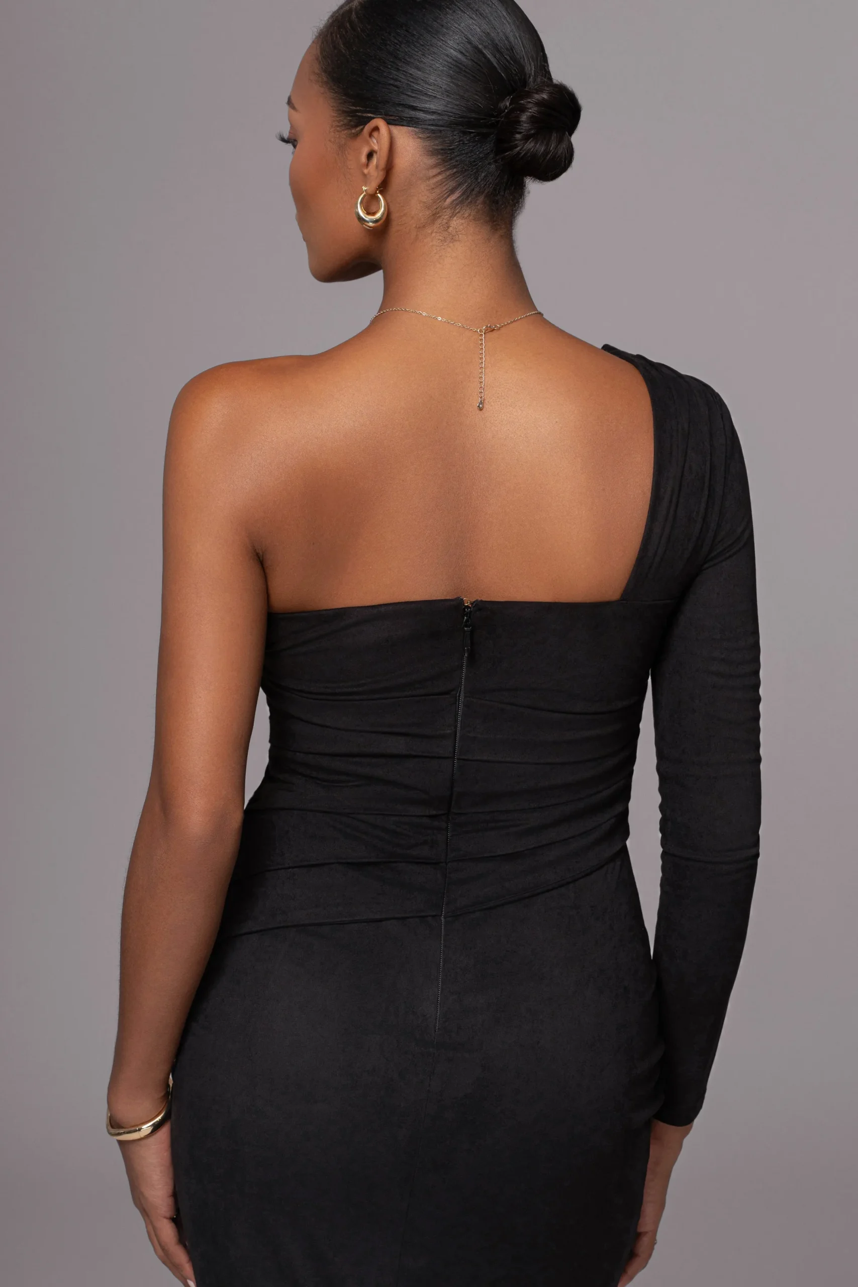 JLUXLABEL Black Dayanna Suede Midi Dress