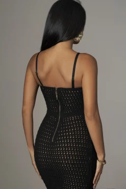 JLUXLABEL Black Deep Sea Crochet Maxi Dress
