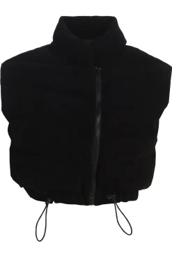 JLUXLABEL Black Delma Ribbed Puffer Vest