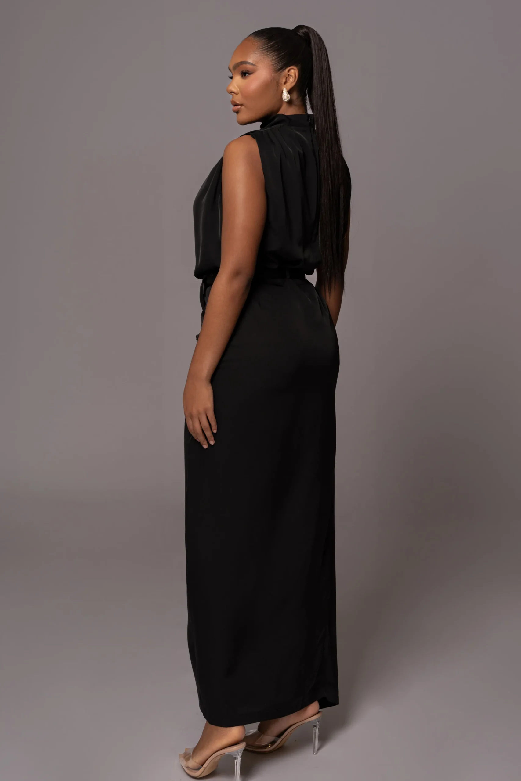 JLUXLABEL Black Desiree Mock Neck Top