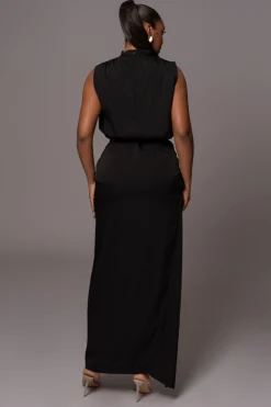 JLUXLABEL Black Desiree Mock Neck Top