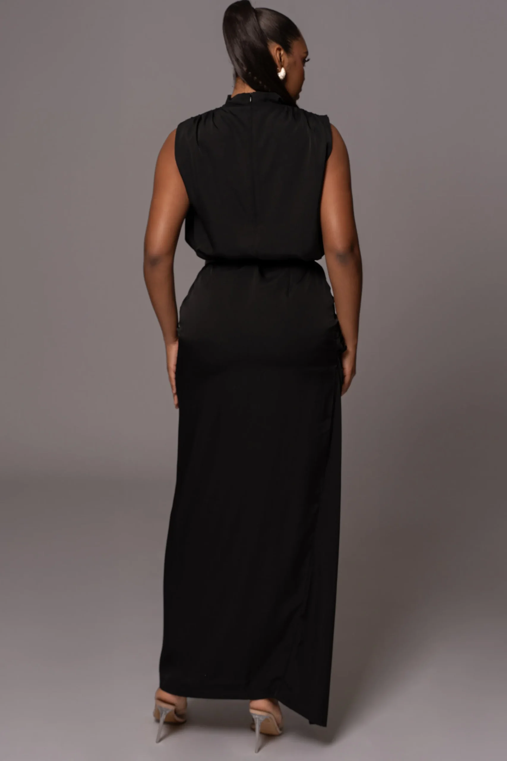 JLUXLABEL Black Desiree Mock Neck Top