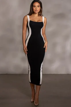 JLUXLABEL Black Donna Knit Midi Dress