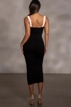 JLUXLABEL Black Donna Knit Midi Dress