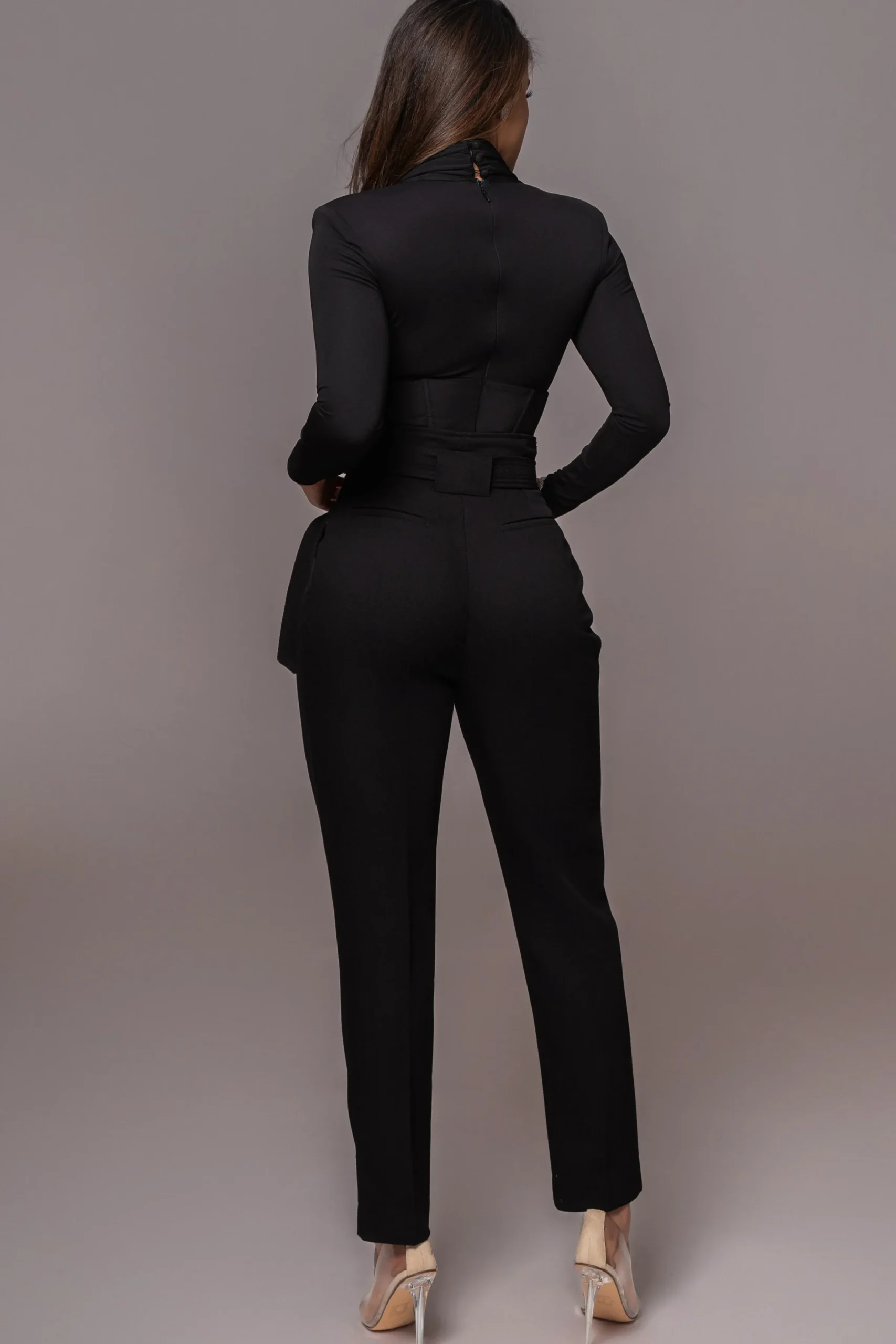 JLUXLABEL Black Drape Corset Bodysuit
