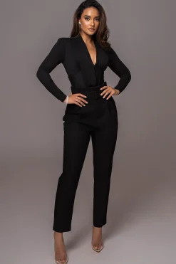 JLUXLABEL Black Drape Corset Bodysuit