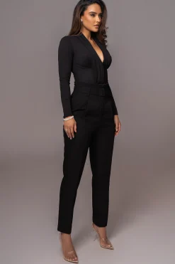 JLUXLABEL Black Drape Corset Bodysuit