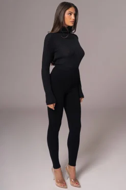 JLUXLABEL Black Effortless Knit Leggings