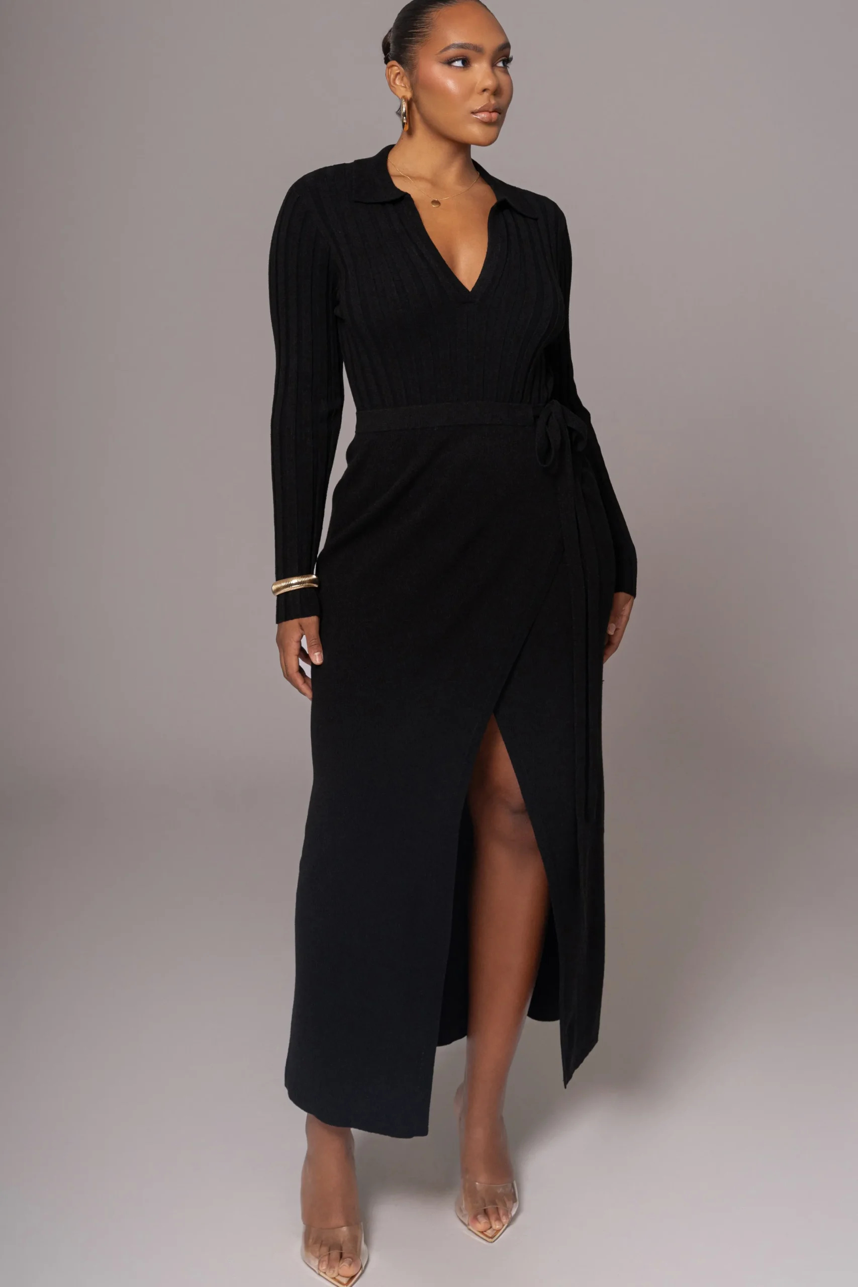 JLUXLABEL Black Emma Knit Maxi Dress