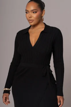JLUXLABEL Black Emma Knit Maxi Dress