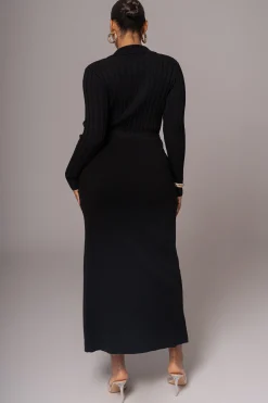JLUXLABEL Black Emma Knit Maxi Dress