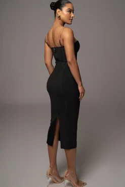 JLUXLABEL Black Escape Mesh Midi Dress
