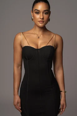 JLUXLABEL Black Escape Mesh Midi Dress