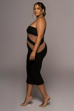 JLUXLABEL Black Eyes For You Midi Dress