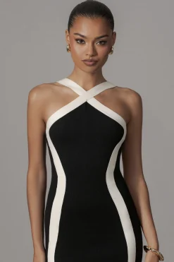 JLUXLABEL Black Fabiola Contrast Maxi Dress