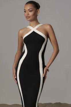 JLUXLABEL Black Fabiola Contrast Maxi Dress
