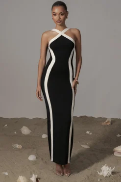 JLUXLABEL Black Fabiola Contrast Maxi Dress