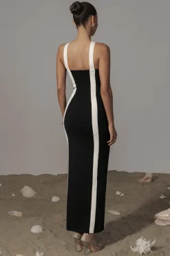 JLUXLABEL Black Fabiola Contrast Maxi Dress