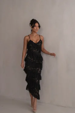JLUXLABEL Black Feeling Of Forever Ruffle Dress