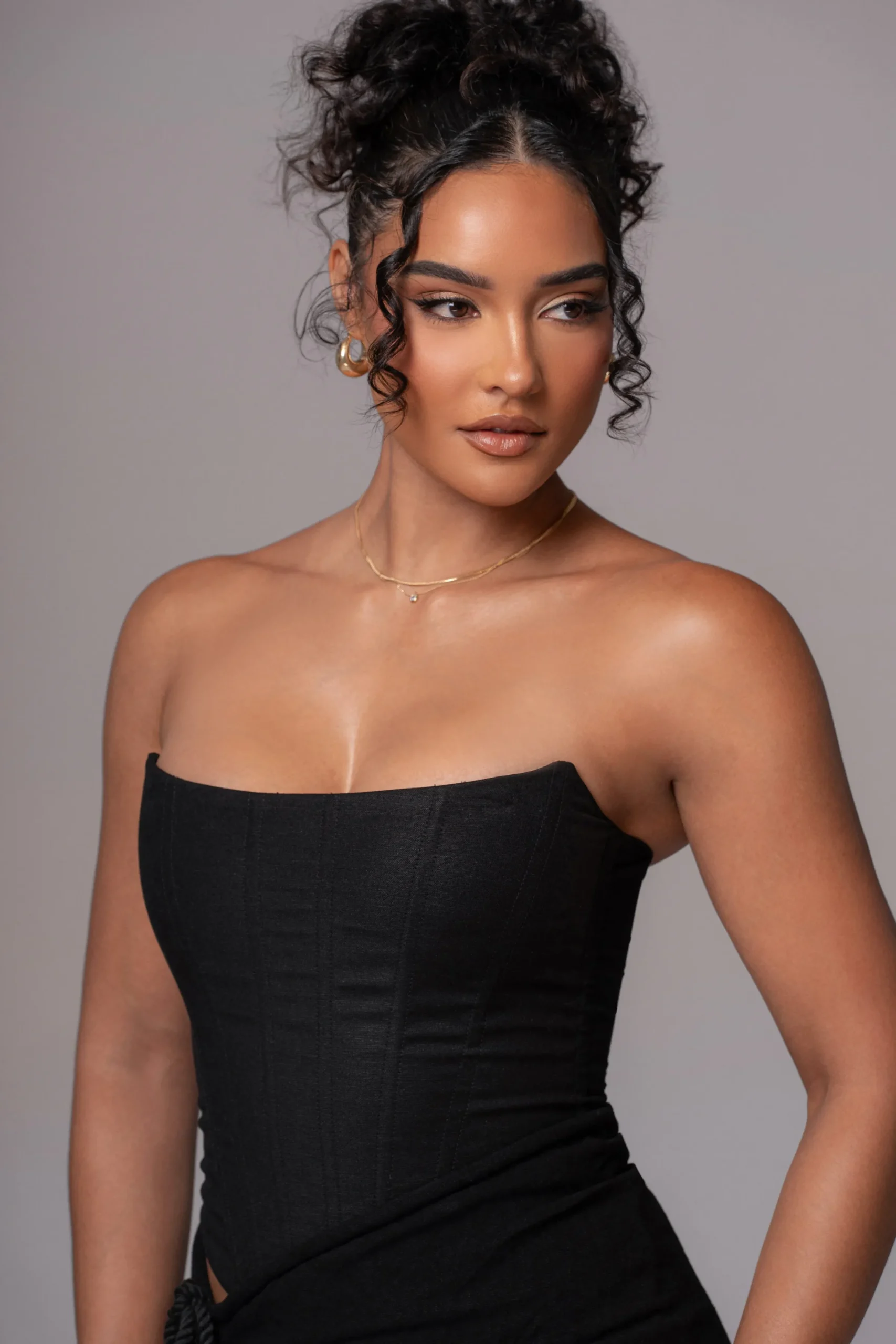 JLUXLABEL Black Fenix Reversible Linen Corset