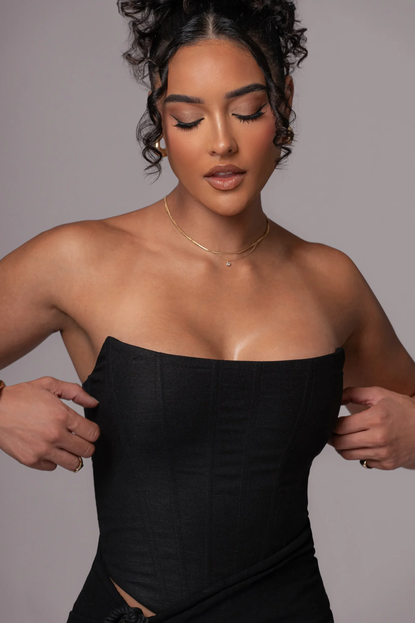 JLUXLABEL Black Fenix Reversible Linen Corset