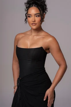 JLUXLABEL Black Fenix Reversible Linen Corset
