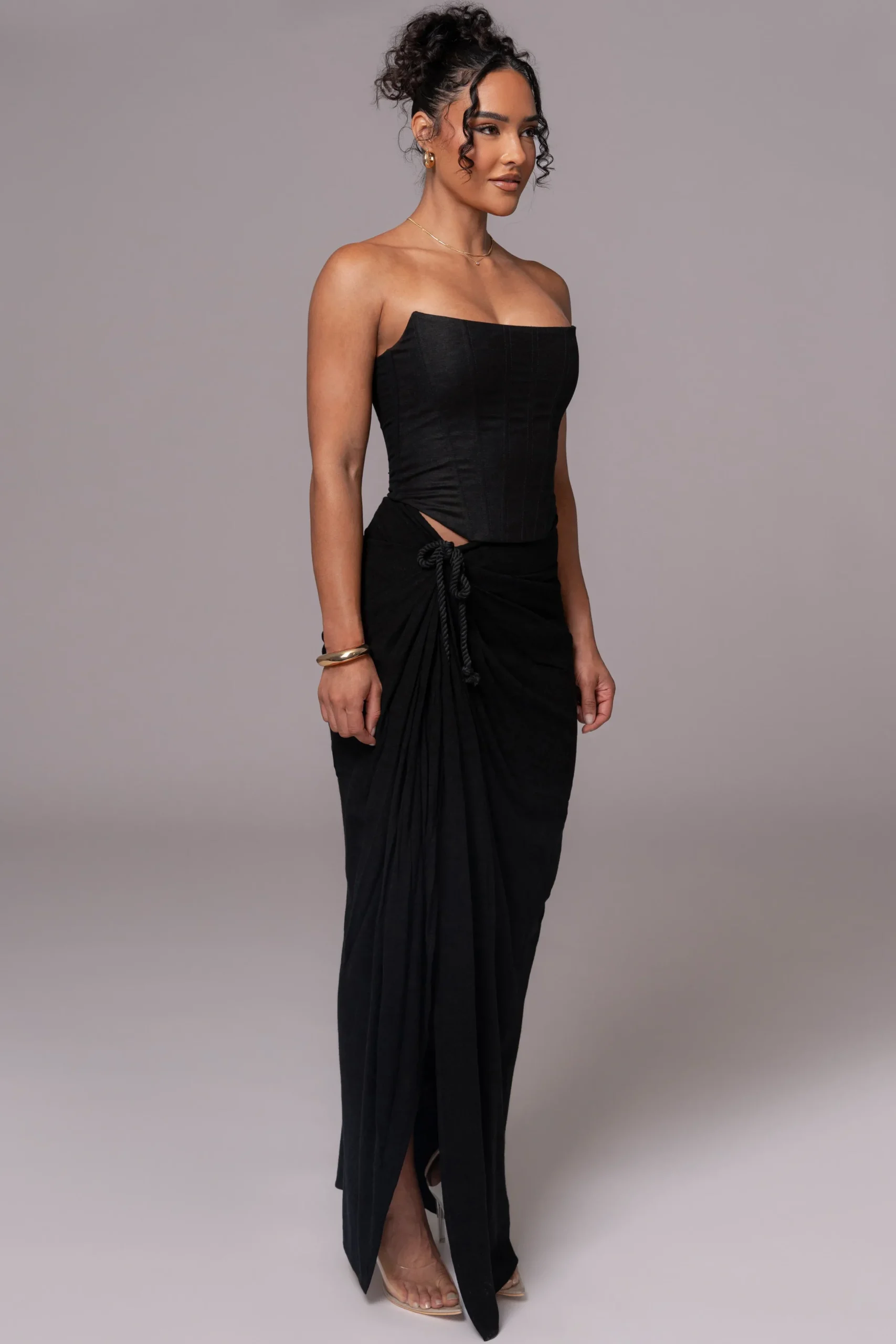 JLUXLABEL Black Fenix Reversible Linen Corset