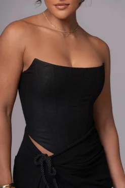 JLUXLABEL Black Fenix Reversible Linen Corset