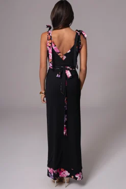 JLUXLABEL Black Floral Kamie Reversible Skirt Set
