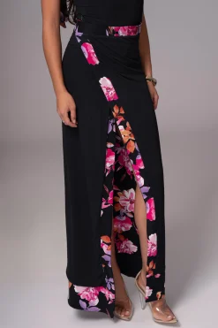 JLUXLABEL Black Floral Kamie Reversible Skirt Set