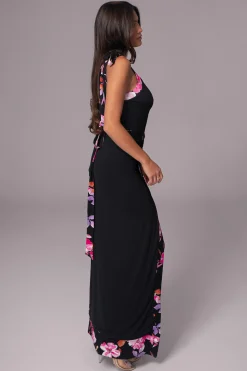 JLUXLABEL Black Floral Kamie Reversible Skirt Set