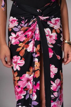 JLUXLABEL Black Floral Kamie Reversible Skirt Set