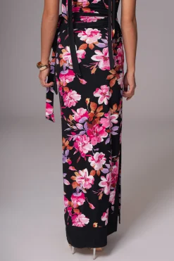 JLUXLABEL Black Floral Kamie Reversible Skirt Set