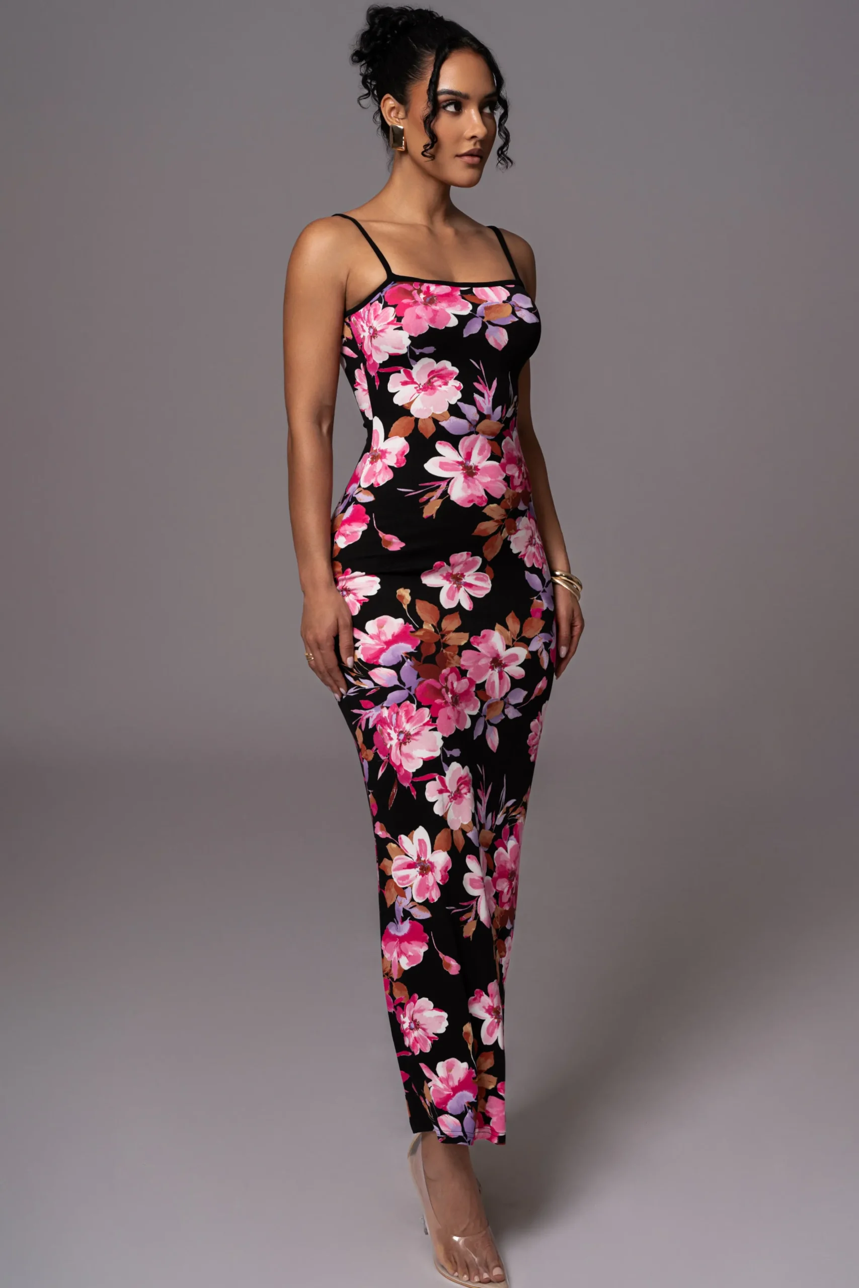 JLUXLABEL Black Floral Smooth Simplicity Maxi Dress