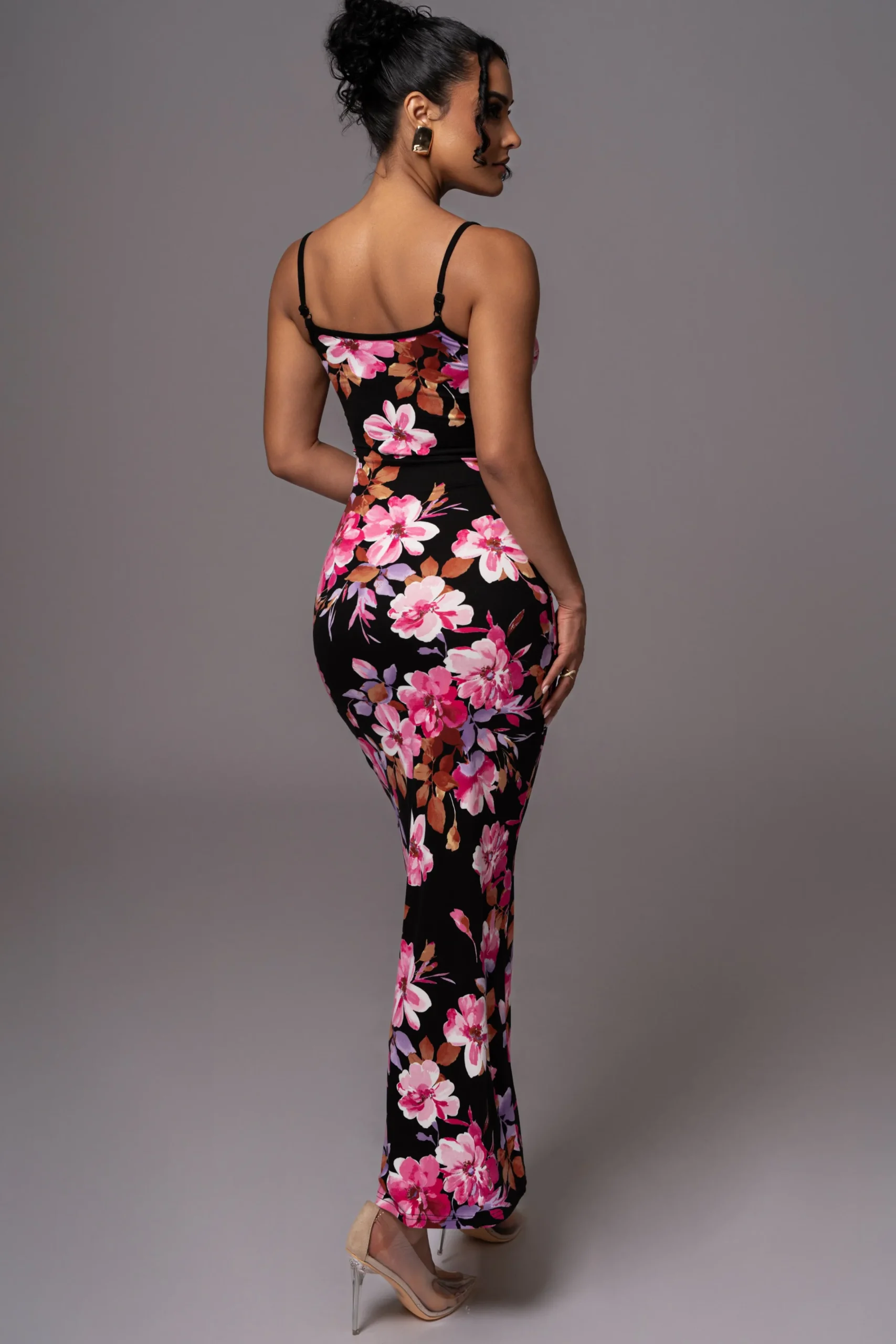 JLUXLABEL Black Floral Smooth Simplicity Maxi Dress