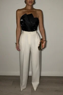 JLUXLABEL Black Gala Pleated Top