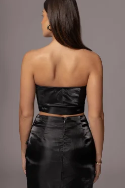 JLUXLABEL Black Gala Pleated Top